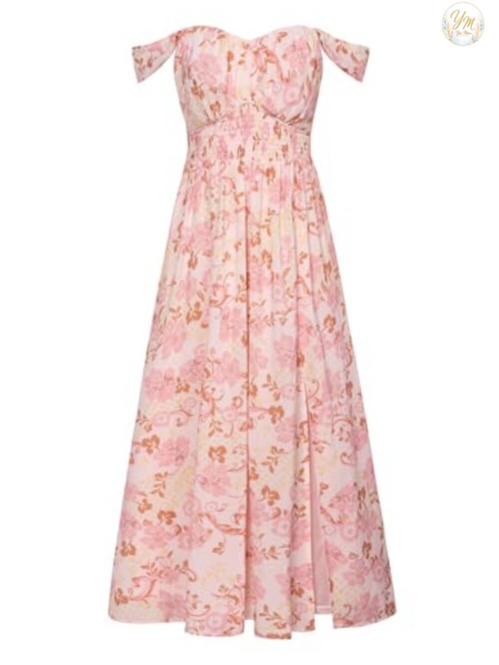 Chiffon Floral Off Shoulder Maxi Dress with Pockets, Wedding Guest, Beach